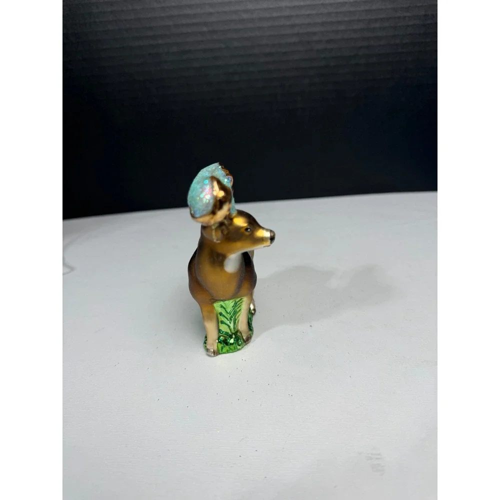 OWC‎ Sparkling Woodland Deer Ornament Glitter Antlers Christmas Tree Decor